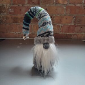 Handmade Winter Sock Gnome, Blue Grey Small